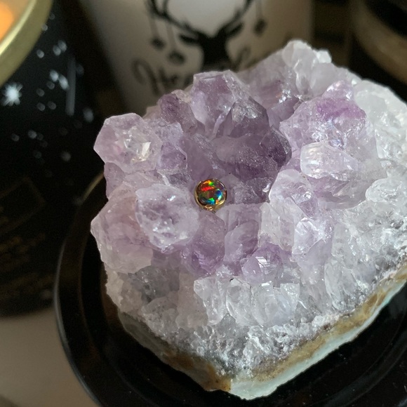 Assorted Anatometal 16g Opal and gem cabochon internally threaded titanium ends - Picture 8 of 11